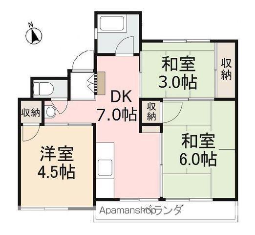 平成マンション(3DK/2階)の間取り写真