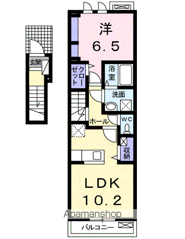 エテルノ アロッジオ Ⅱ(1LDK/2階)の間取り写真