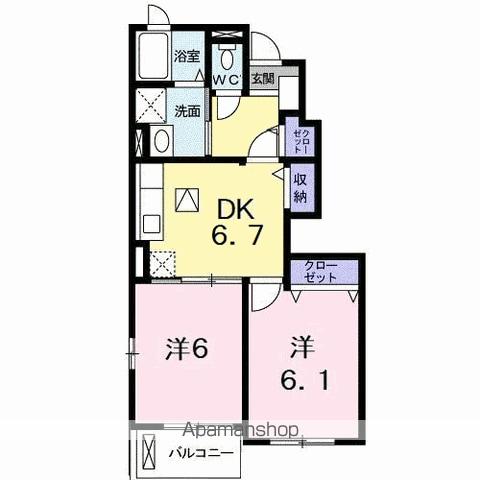 リブ・グリーン(2DK/1階)の間取り写真