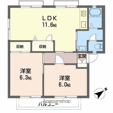 レヴールK Ⅰ・Ⅱ(2LDK/2階)の間取り写真