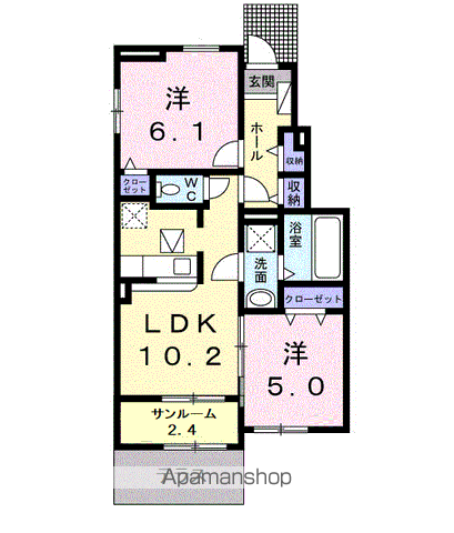 グレイシャス鄕尾Ⅲ(2LDK/1階)の間取り写真