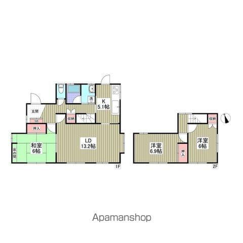 成田線 小林駅(千葉) 徒歩8分 2階建 築43年(3LDK)の間取り写真