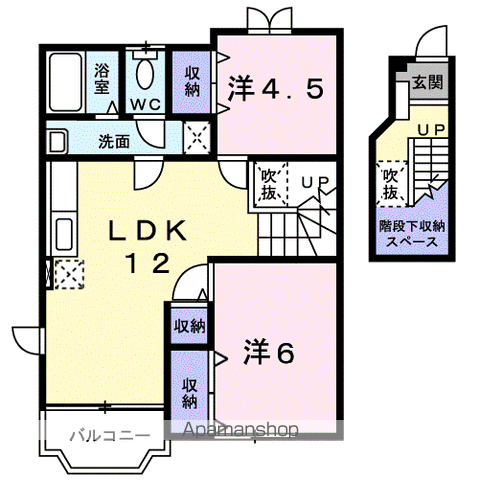 アウローラ比叡2(2LDK/2階)の間取り写真