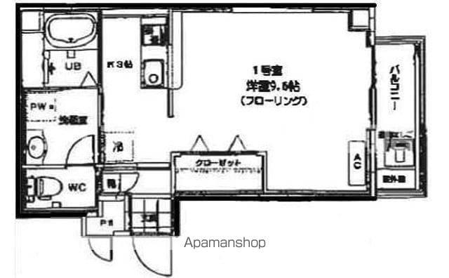 ティーケータワー(1LDK/8階)の間取り写真