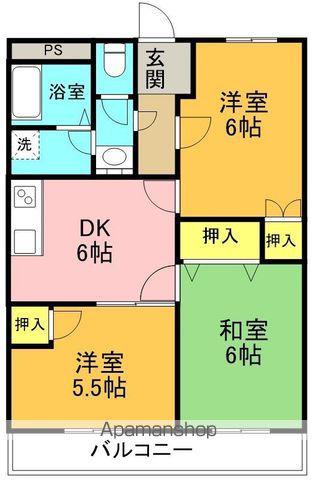 カーナハウス(3DK/4階)の間取り写真