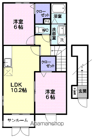 アプローズ(2LDK/2階)の間取り写真