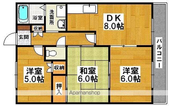 クラージュ土師A棟(3DK/1階)の間取り写真