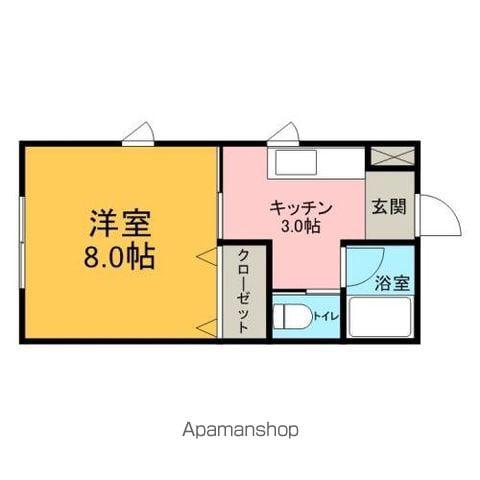 ベルシティ(1K/2階)の間取り写真