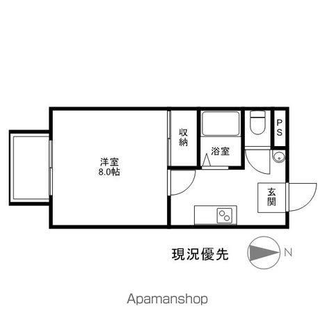 サフラン栗田(1K/1階)の間取り写真