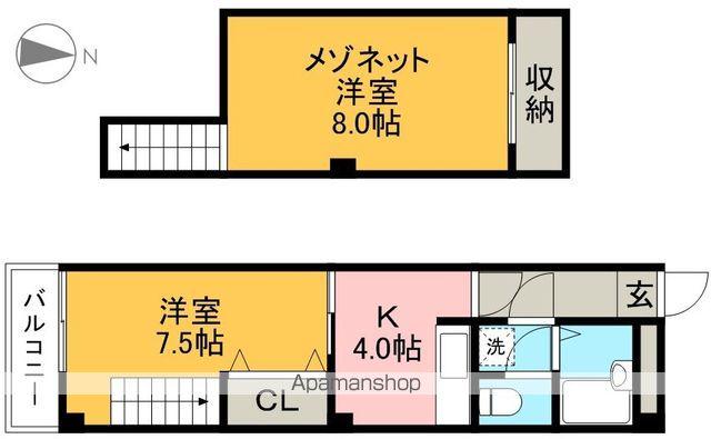 アメニティーハイツ(1K/4階)の間取り写真