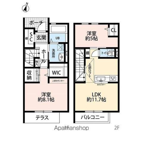 デュラ・カーサ・セーヌ竹丘(2LDK/1階)の間取り写真