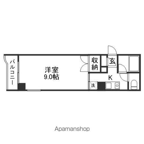 グランツ西古松1(1K/4階)の間取り写真