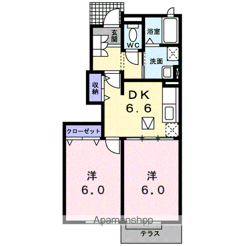 アルモニー・K(2DK/1階)の間取り写真