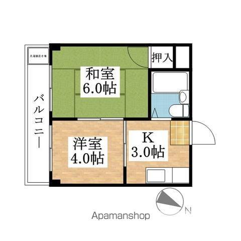 コーポ園城(2K/3階)の間取り写真