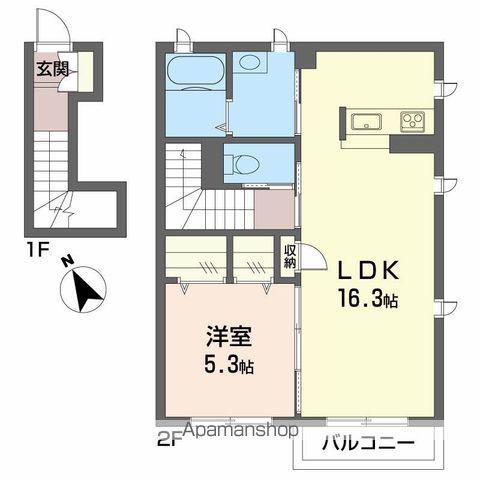 シャーメゾン浦川(1LDK/2階)の間取り写真