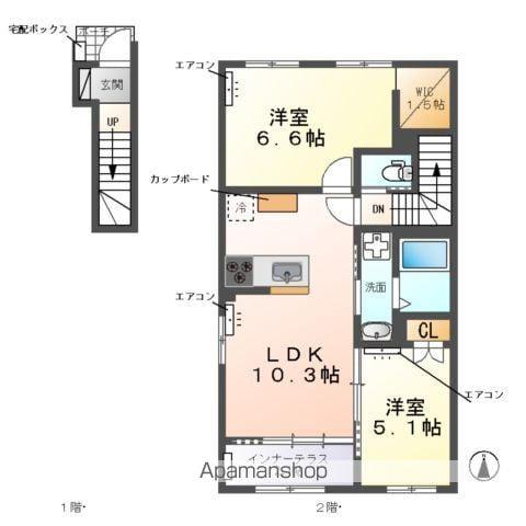 ウエストビレッヂⅠ(2LDK/2階)の間取り写真