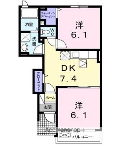 サンフィオーレB(2DK/1階)の間取り写真