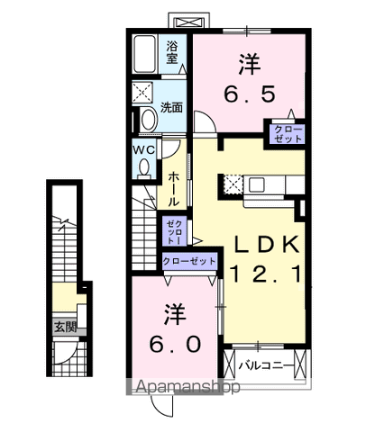 メルヴェイユ・アンジュB(2LDK/2階)の間取り写真