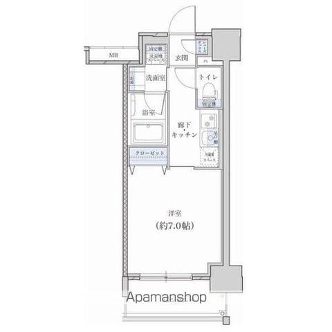 レジデンス東別院スクエアⅡ(1K/13階)の間取り写真