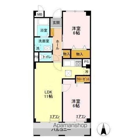 ル・モンテストS(2LDK/1階)の間取り写真