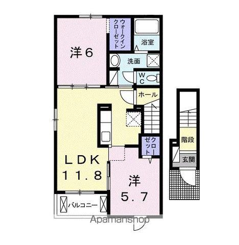 モン リーブル Ⅵ(2LDK/2階)の間取り写真