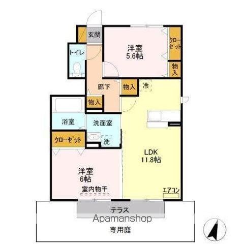 グリーンフォレストH(2LDK/1階)の間取り写真