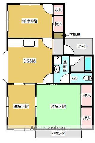 コーポラス表A棟(3DK/1階)の間取り写真