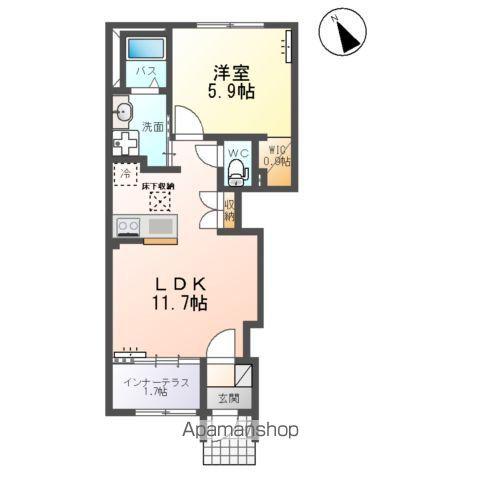 クレストコートⅡ(1LDK/1階)の間取り写真