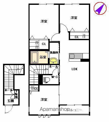 セピアコート赤坂2A(3LDK/2階)の間取り写真