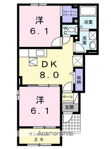 ラグリシーヌB(2DK/1階)の間取り写真