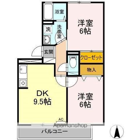 グリーンハイツB(2DK/3階)の間取り写真