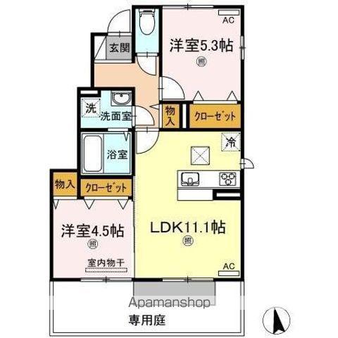 サンシャイン前田 C棟(2LDK/1階)の間取り写真