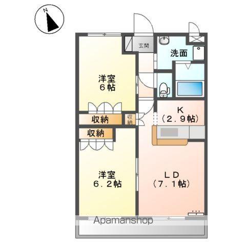 まほらま2番館(2LDK/3階)の間取り写真
