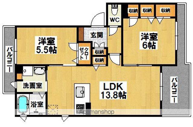 フローラ三国ヶ丘(2LDK/2階)の間取り写真