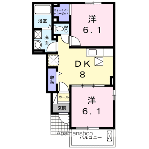 メロウソレイユ Ⅰ(2DK/1階)の間取り写真
