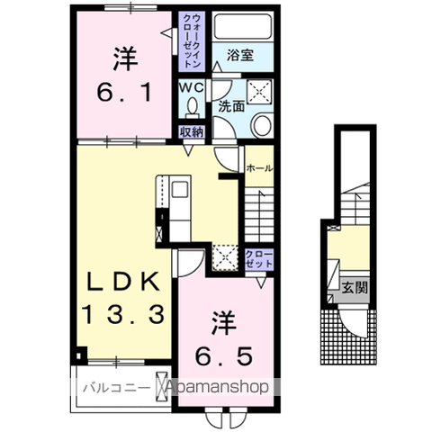 マークグレイスⅡ(2LDK/2階)の間取り写真