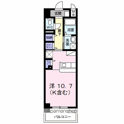 エヴァーグリーンO(ワンルーム/2階)の間取り写真