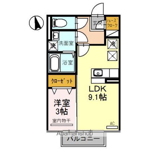 プレミアム九番館(1LDK/1階)の間取り写真