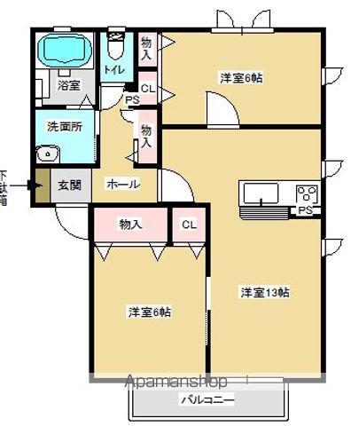 ディアス・パーク池ノ入(2LDK/1階)の間取り写真