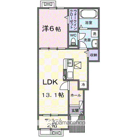 ナイス ハッシー Ⅰ(1LDK/1階)の間取り写真
