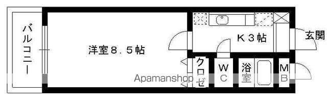 シャトー95(1K/3階)の間取り写真