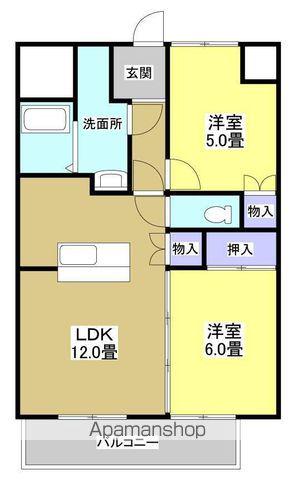 ラ・フォーレ三方原(2LDK/4階)の間取り写真