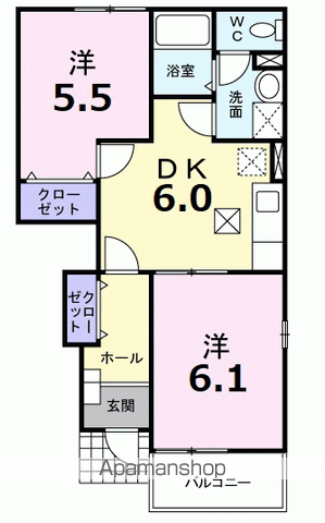 プリマベーラ(2DK/1階)の間取り写真