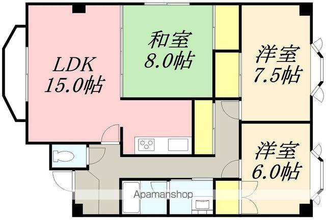 シャトー野ばら(3LDK/4階)の間取り写真