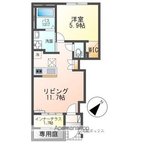 草津線 寺庄駅 徒歩6分 2階建 築2年(1LDK/1階)の間取り写真