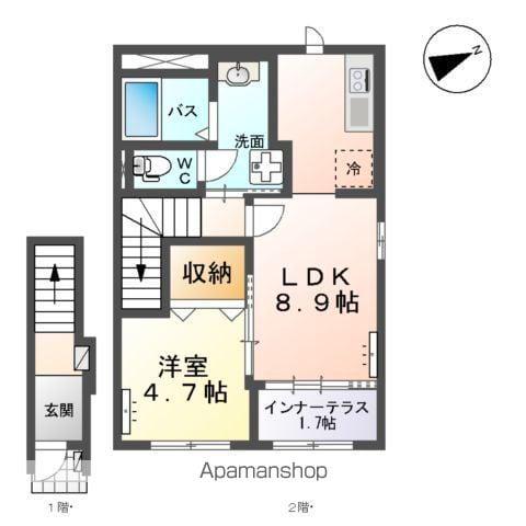 仙台市地下鉄東西線 薬師堂駅(宮城) 徒歩13分 2階建 築1年(1LDK/2階)の間取り写真