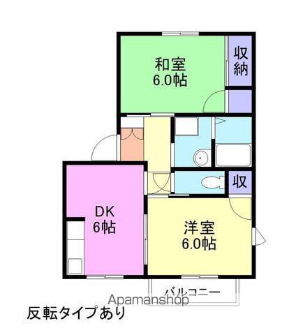タウンハウス福原D棟(2DK/1階)の間取り写真