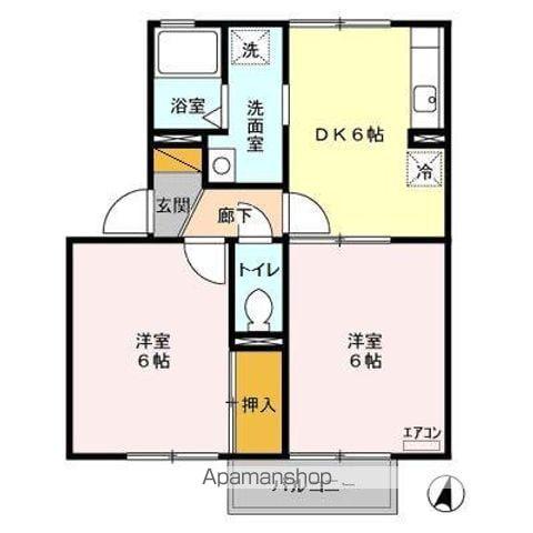 グリーンハイツI(2DK/2階)の間取り写真