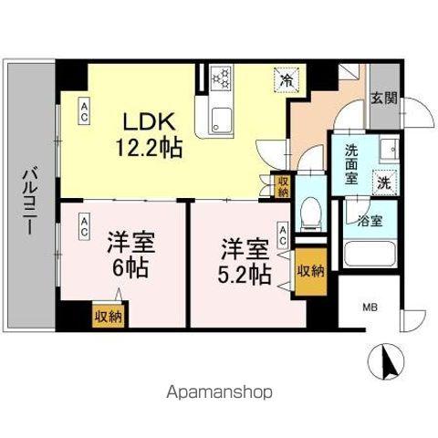 カスタリア西船橋II(2LDK/3階)の間取り写真