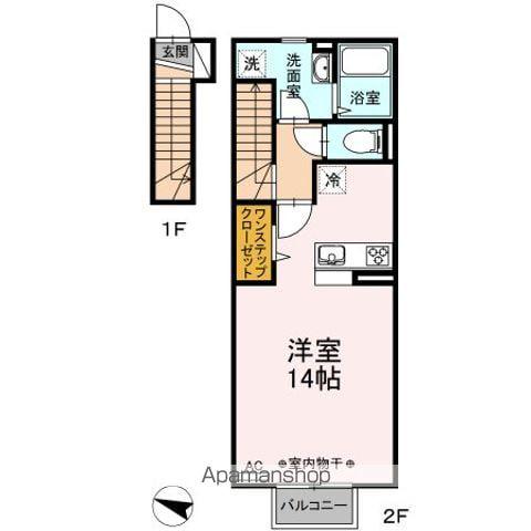 サンテラス B(ワンルーム/2階)の間取り写真